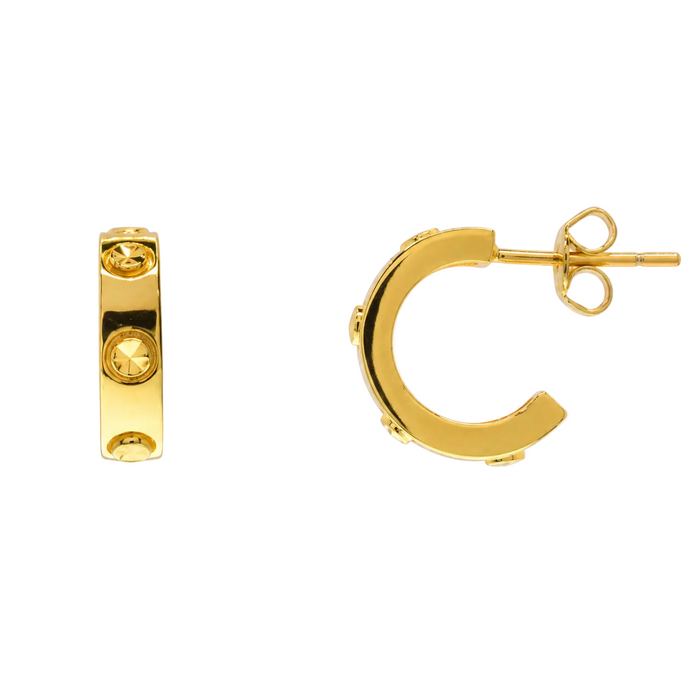 Gold Plated 925 Sterling Diamond Cut Screw Detail Stud Earrings - TGE00036GP