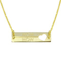 Silver 925 Gold Plated Bar Open Heart MOM Necklace - SOP00113 | Silver Palace Inc.
