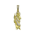 Silver 925 Gold Plated CZ  St Jude Hip Hop Pendant - SLP00279GP | Silver Palace Inc.
