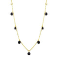 Silver 925 Gold Plated Dangling Black CZ Chain Necklace - ECN00050GP | Silver Palace Inc.