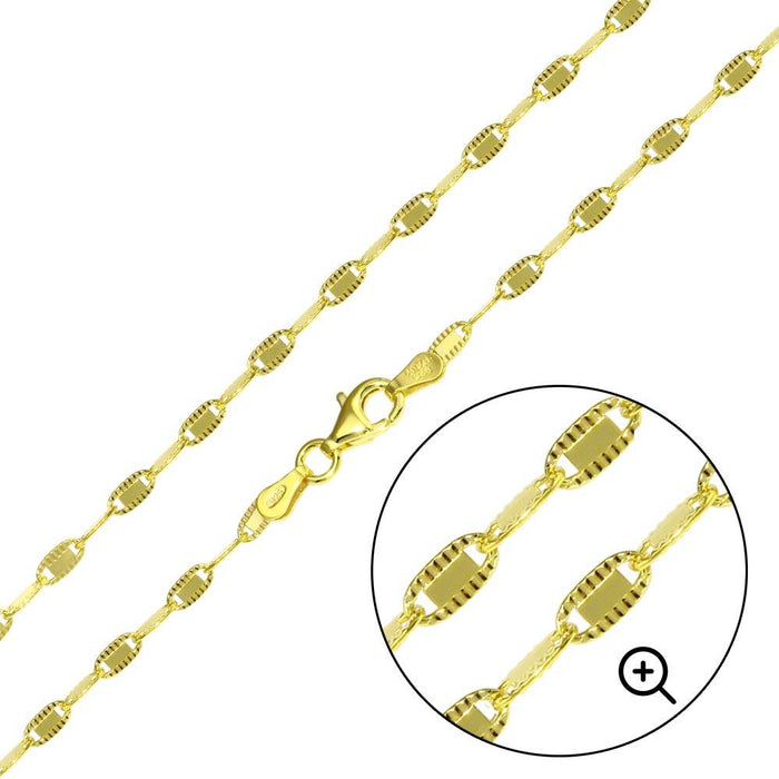 Silver 925 Gold Plated DC Edge Confetti Chain 2.6mm - CH367 GP | Silver Palace Inc.