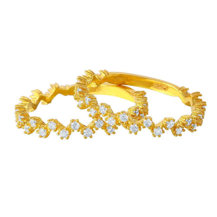 Gold Plated 925 Sterling Silver Moissanite or CZ Double Stackable Gold Plated Ring - MGMR00079GP