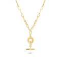 Gold Plated 925 Sterling Silver Paperclip Rolo Adjustable Donut and Bar Necklace - ITN00162-GP