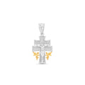 Gold & Rhodium Plated 925 Sterling Silver Small Caravaca Pendant - GMP00213