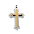 Gold & Rhodium Plated Stainless Steel Double Layered Cross W/Screw Accent Pendant - SSP00127
