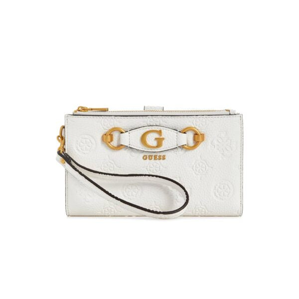 Guess Izzy Peony Large Zip-Around Wallet - Off-White