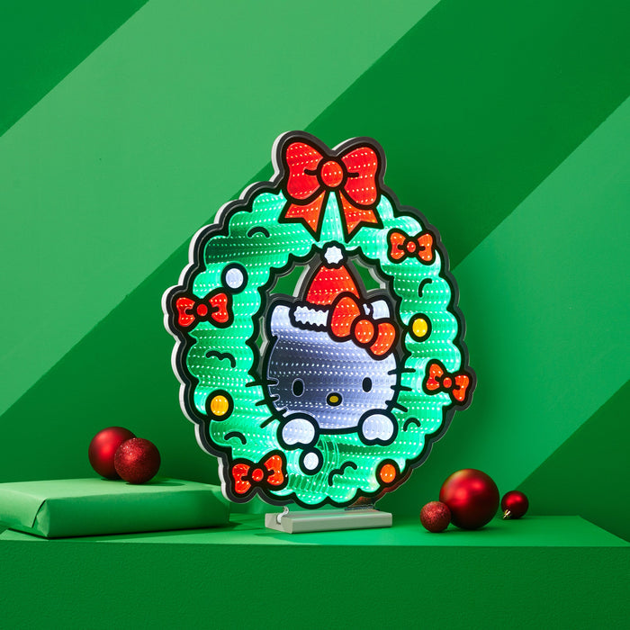 Hello Kitty 20" Holiday Wreath Decorative Ekkolight Infinity Light Home Melrose