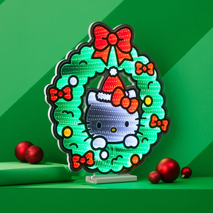 Hello Kitty 20" Holiday Wreath Decorative Ekkolight Infinity Light Home Melrose