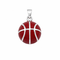 High Polish 925 Silver Orange Enamel Basketball Charm Pendant- CHARM00165