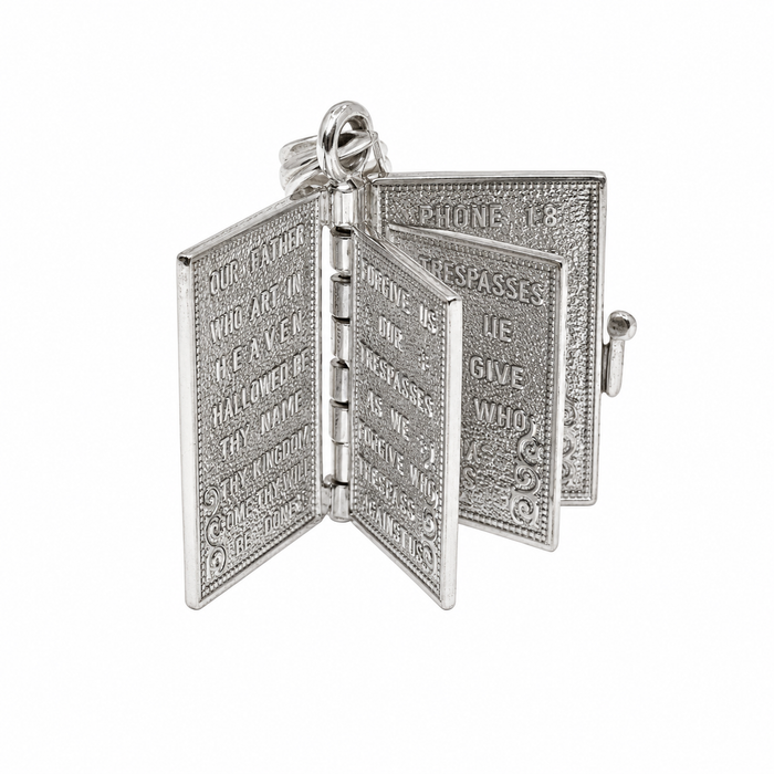 High Polish 925 Silver Small Colored Enamel English Bible Pendant - SPP00086
