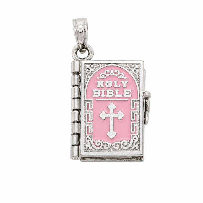 High Polish 925 Silver Small Colored Enamel English Bible Pendant - SPP00086