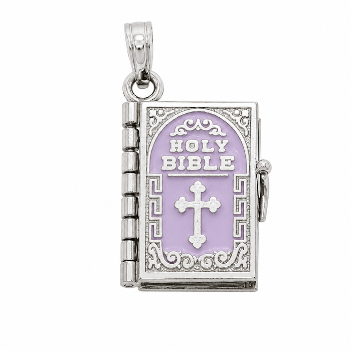 High Polish 925 Silver Small Colored Enamel English Bible Pendant - SPP00086