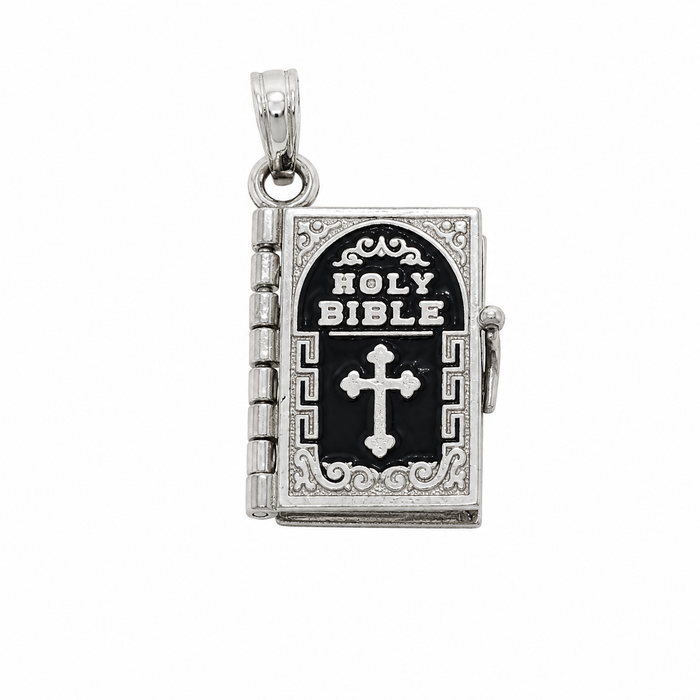 High Polish 925 Silver Small Colored Enamel English Bible Pendant - SPP00086