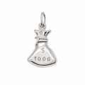 High Polish .925 Sterling Silver $1000 Money Bag Charm- CHARM00106