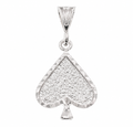 High Polish 925 Sterling Silver Diamond Cut Crinkle Spade Charm- CHARM00109