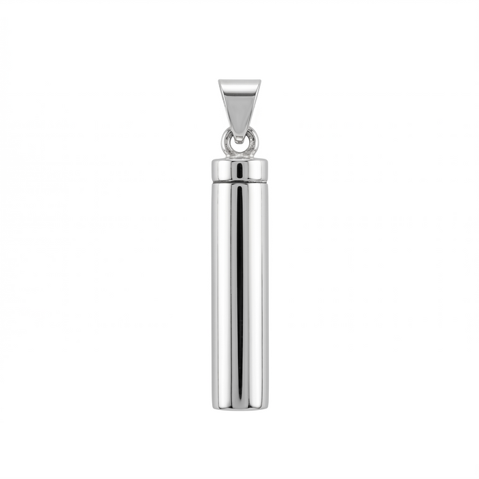 High Polished 925 Sterling Silver Large Cylinder Memorial Screw Top Bail Pendant - OXP00078