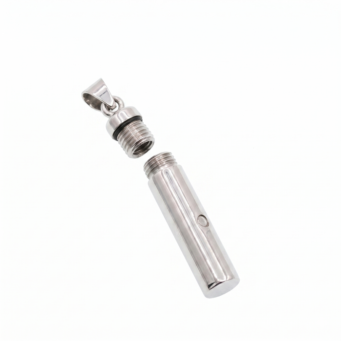 High Polished 925 Sterling Silver Large Cylinder Memorial Screw Top Bail Pendant - OXP00078