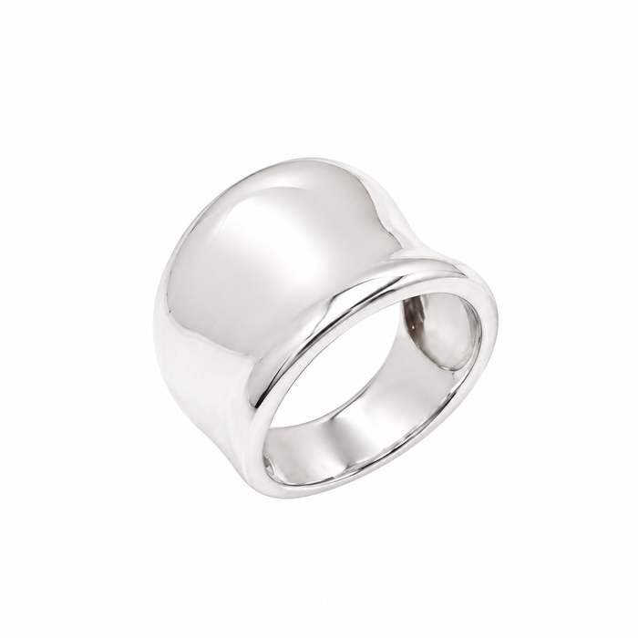 High Polished 925 Sterling Silver Thick Concaved Ring - CR00738
