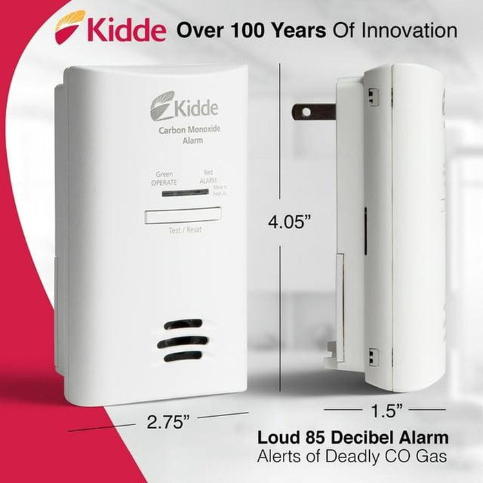 Kidde AC Plug-In Carbon Monoxide Detector with Battery Backup, CO Alarm with LED Light Indicators
