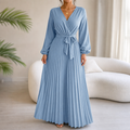 Lunavia – Pleated Wrap-Neck High-Waisted Maxi Dress
