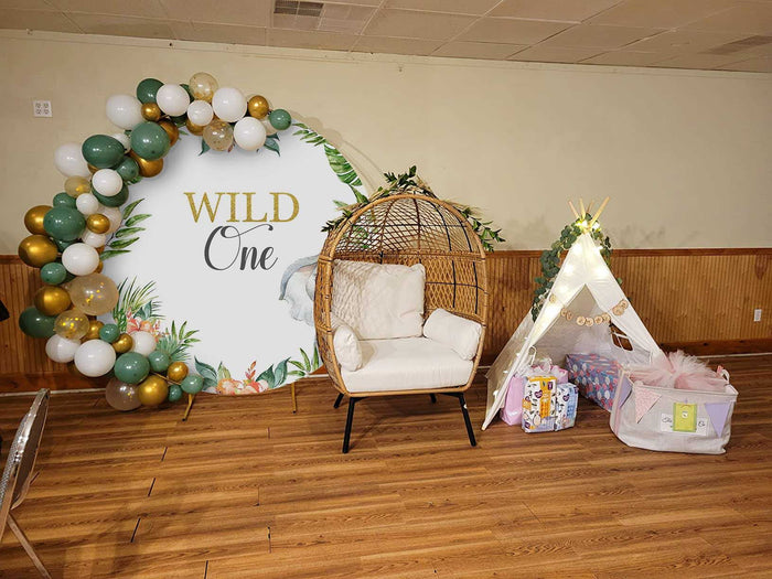 Mocsicka Plam Leaves Wild One Elephant Round Cover-Mocsicka Party