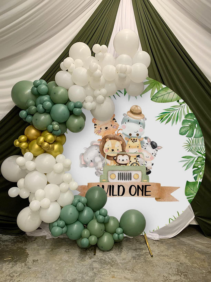 Mocsicka Plam Wild One Aniamls Bus Round Cover-Mocsicka Party