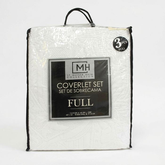 Monica Home Collection 3-Piece White Coverlet Set Full Size