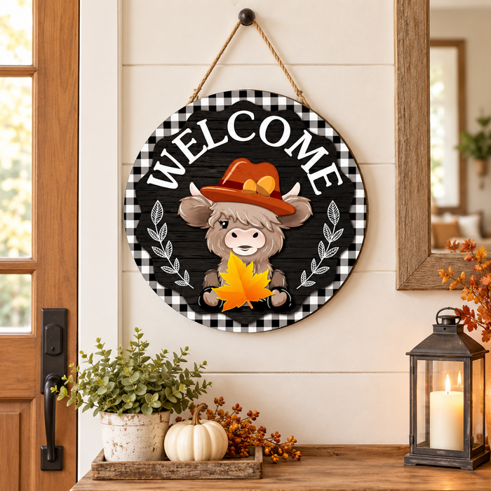 Moo Seasons – Magnetic Interchangeable Highland Cow Welcome Sign