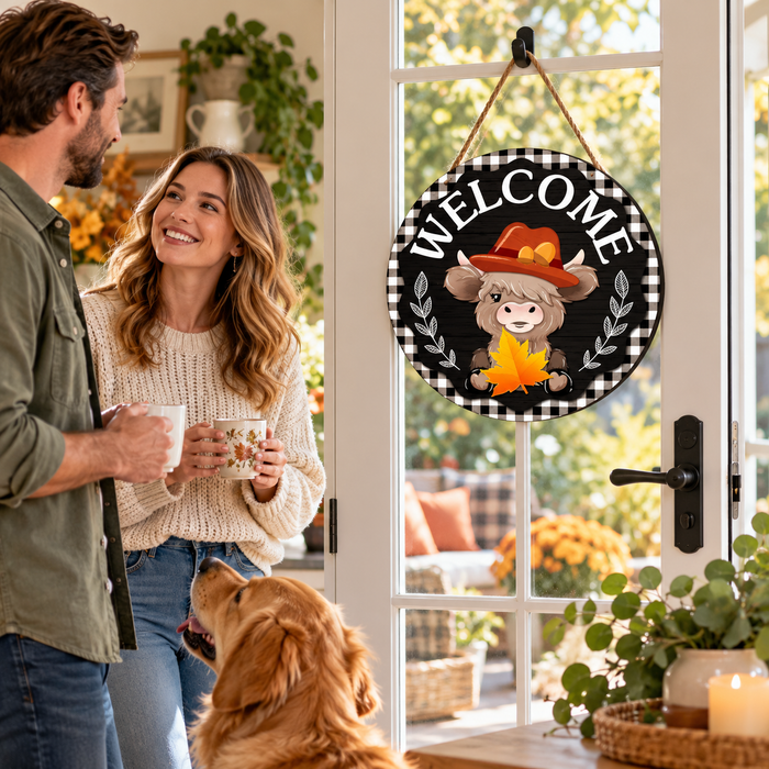 Moo Seasons – Magnetic Interchangeable Highland Cow Welcome Sign