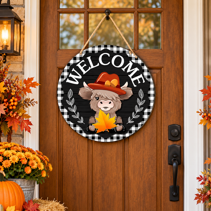 Moo Seasons – Magnetic Interchangeable Highland Cow Welcome Sign