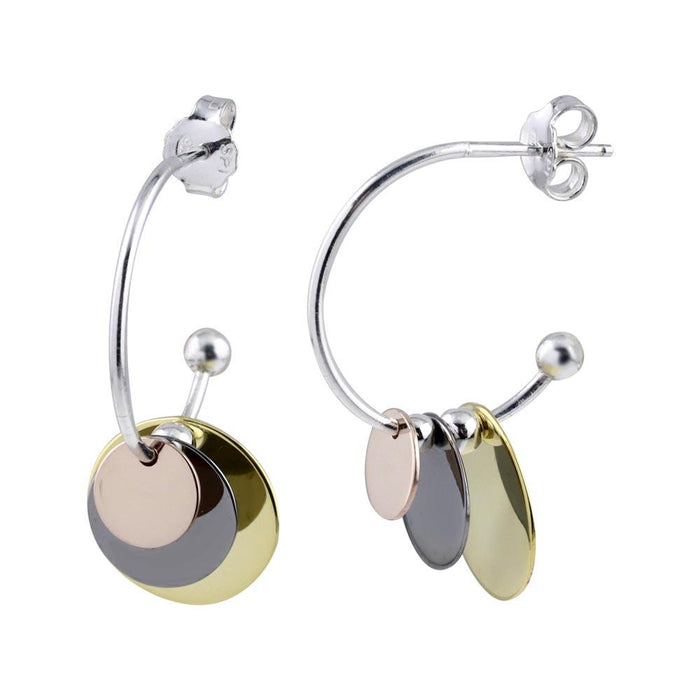 Silver 925 Multi Plated Dangling Round Charm Earrings - SOE00022 | Silver Palace Inc.