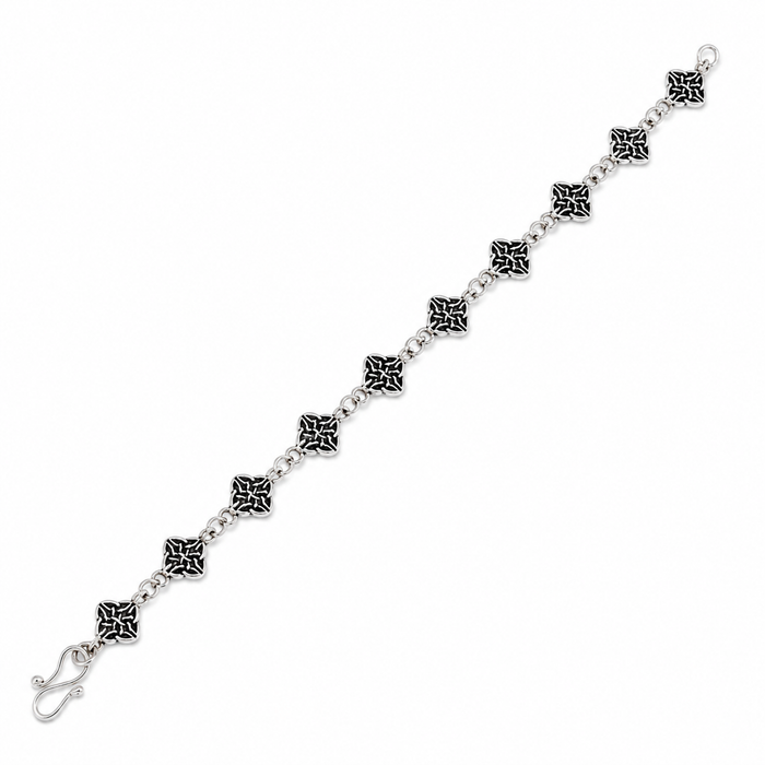 Oxidized 925 Sterling Silver Celtic Flower Bracelet - B00003