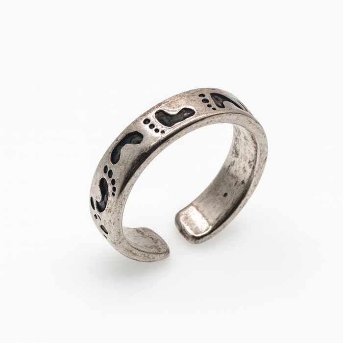 Silver 925 Oxidized Footprint Toe Ring - TR314 | Silver Palace Inc.