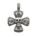 Oxidized 925 Sterling Silver Gothic Skull Cross 32mm Pendant - OXP00072