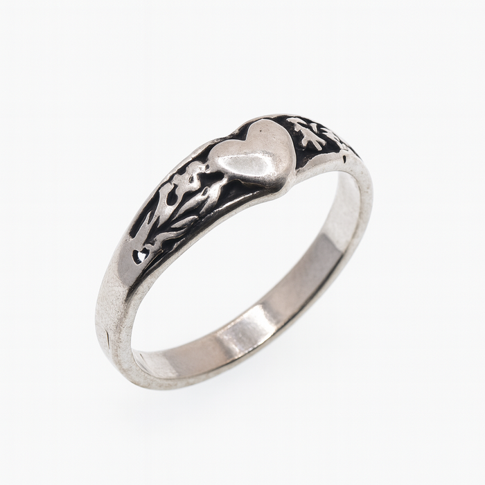 Silver 925 Oxidized Heart Filigree Toe Ring - TR326 | Silver Palace Inc.