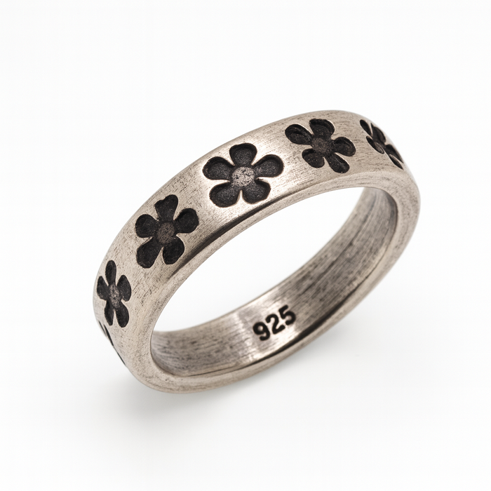 Silver 925 Oxidized Flower Toe Ring - TR315 | Silver Palace Inc.