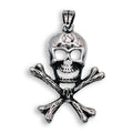 Oxidized Rhodium Stainless Steel Scull and Cross Bones Pendant - SSP00387