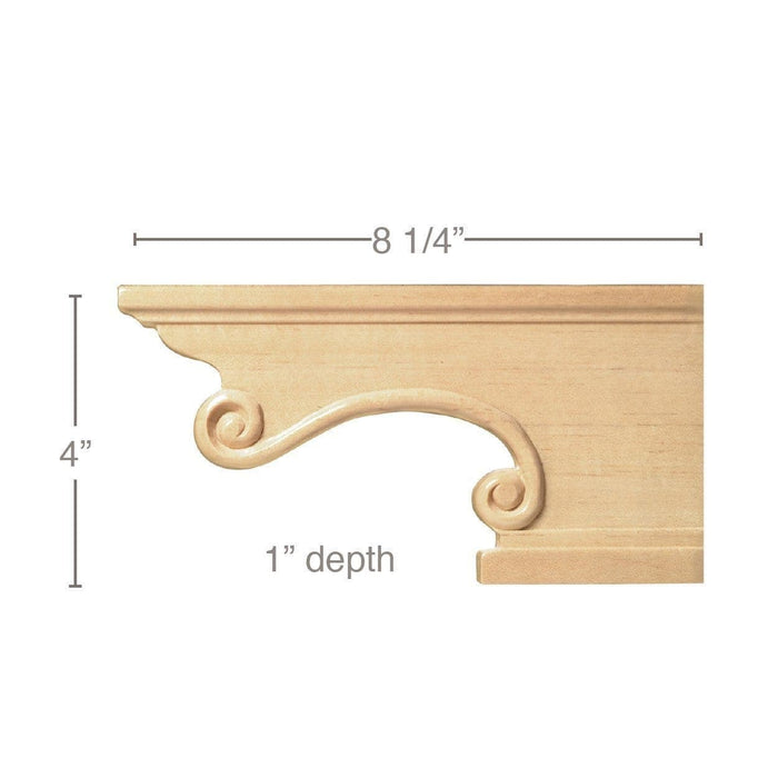 Pedestal Foot (Sold left and right pair per package), 8 1/4"w x 4"h x 1"d Carved Bun feet White River Hardwoods