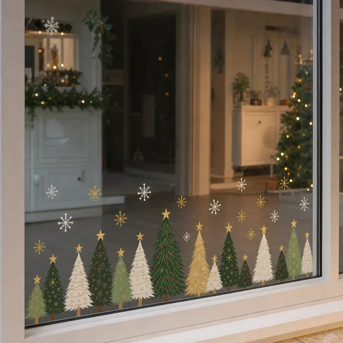 Pine & Merry – Christmas Tree And Snowflake Window Stickers
