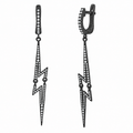 Plated 925 Silver Lightning Bolt Huggie Dangle CZ Earrings - ACE00102