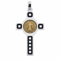 Plated 925 Sterling Silver Saint Benidict Medallion Cross Pendant - ARP00034