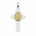 Plated 925 Sterling Silver Virgin Mary Medallion Cross Pendant - ARP00036