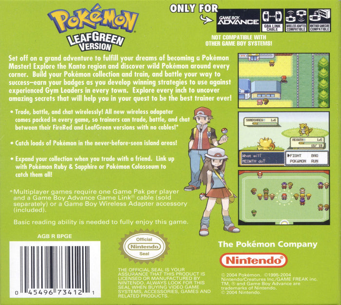 Pokemon LeafGreen Version Game Boy Advance - Video Game - Used - CaveGamers - Image 2