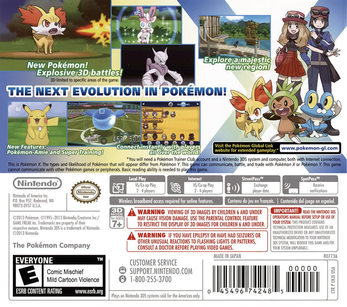 Pokemon X 3DS - Video Game - Used - CaveGamers - Image 2