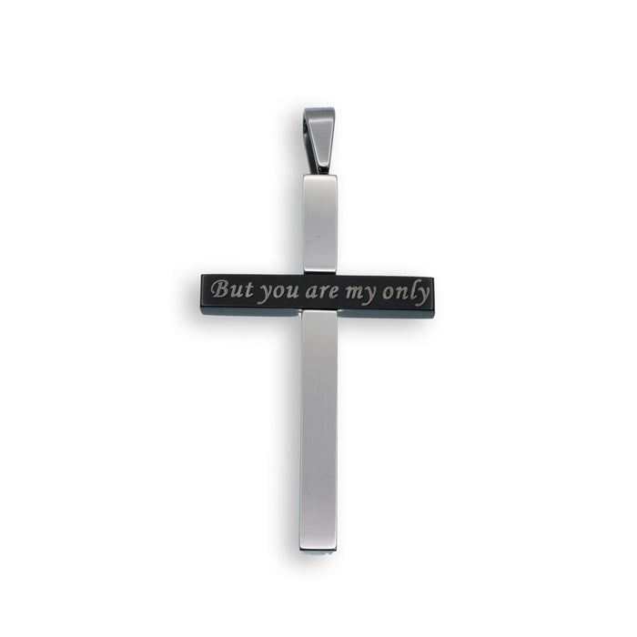 Rhodium & Black Plated Stainless Steel But You Are My Only Cross Pendant - SSP00025