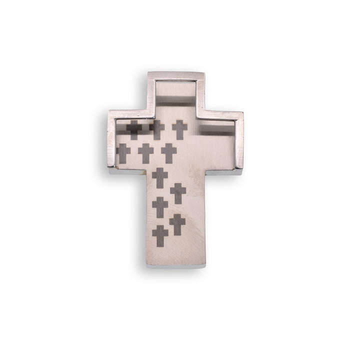 Rhodium & Black Plated Stainless Steel Multi Cross Pendant - SSP00349