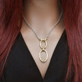 Rhodium and Gold Plated 925 Sterling Silver Italian Twisted Oval Necklace - ITN00003