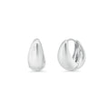 Rhodium Plated 925 Silver Chunky Round Huggie Hoop Earrings -GME00158RH