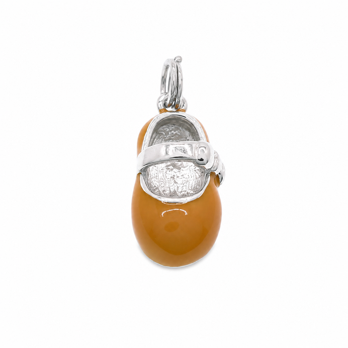 Rhodium Plated 925 Silver Colored Baby Shoe- CHARM00155