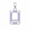 Rhodium Plated 925 Silver Dainty Purple Glitter Enamel Picture Frame Charm Pendant - SPP00083
